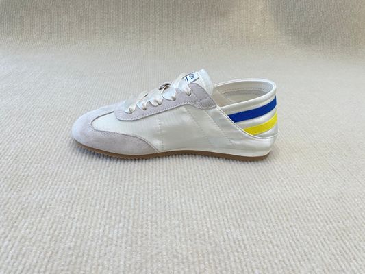 Women flat satin sneakers with lace-up and breathable with lace shoelace in summer